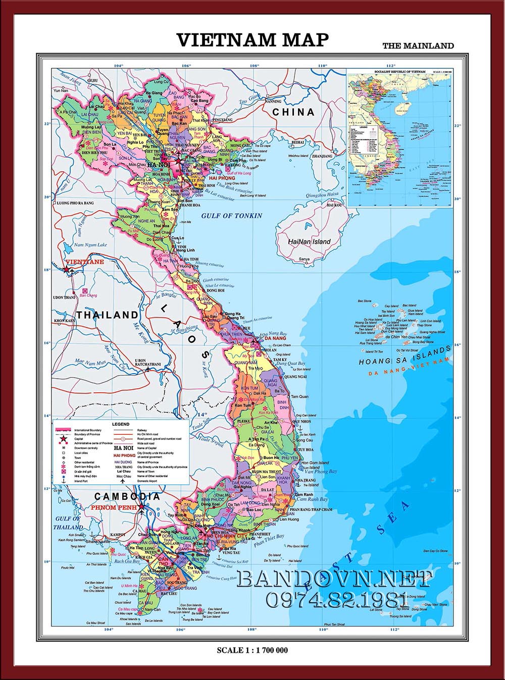 Bản Đồ Việt Nam  63 Tỉnh Thành Khổ Lớn 2023